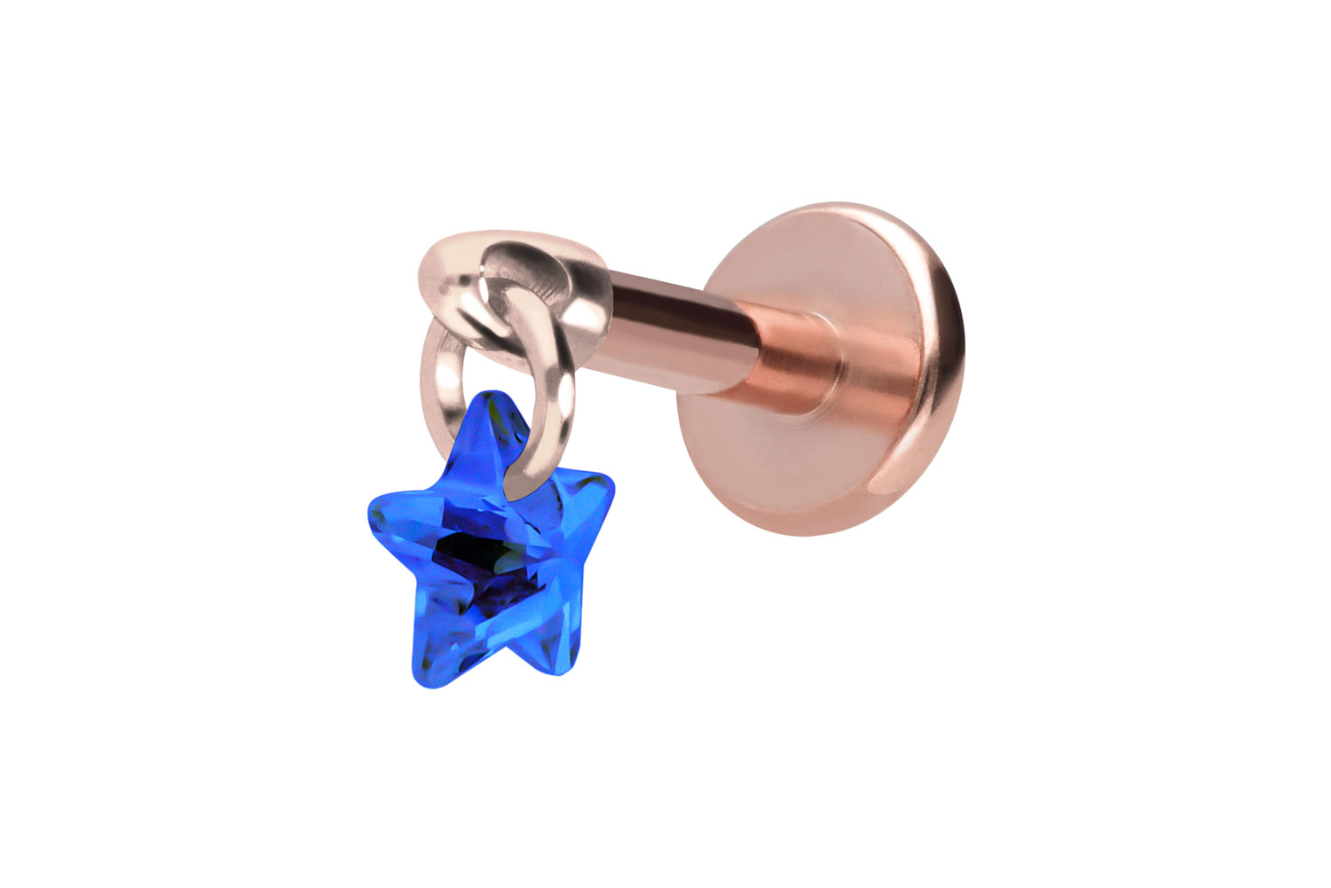 Titan Labret Piercing mit Innengewinde KRISTALLSTERN